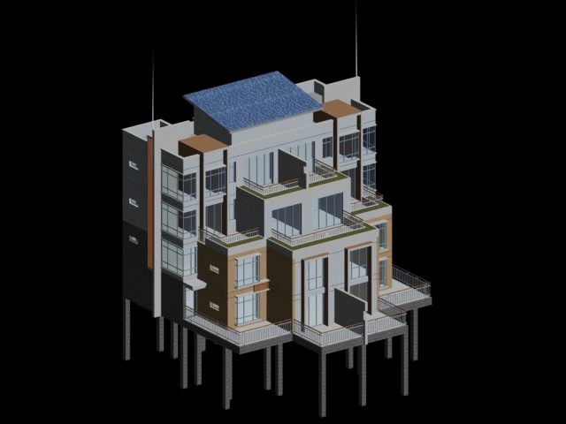 city - stylish two-seat villa 19 3D Model .c4d .max .obj .3ds .fbx .stl .blend