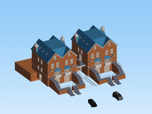 city - stylish two-seat villa 25 3D Модель .c4d .max .obj .3ds .fbx .stl .blend 