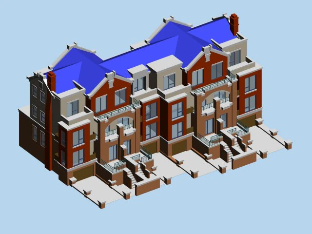 city - stylish two-seat villa 28 3D Model .c4d .max .obj .3ds .fbx .stl .blend 