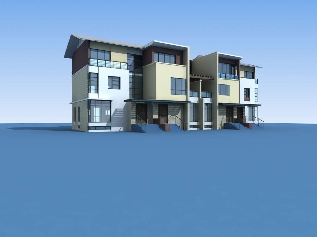 city - stylish two-seat villa 31 3D Model .c4d .max .obj .3ds .fbx .stl .blend