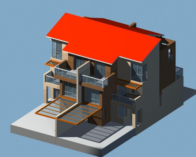 city - stylish two-seat villa 33 3D-Modell .c4d .max .obj .3ds .fbx .stl .blend 