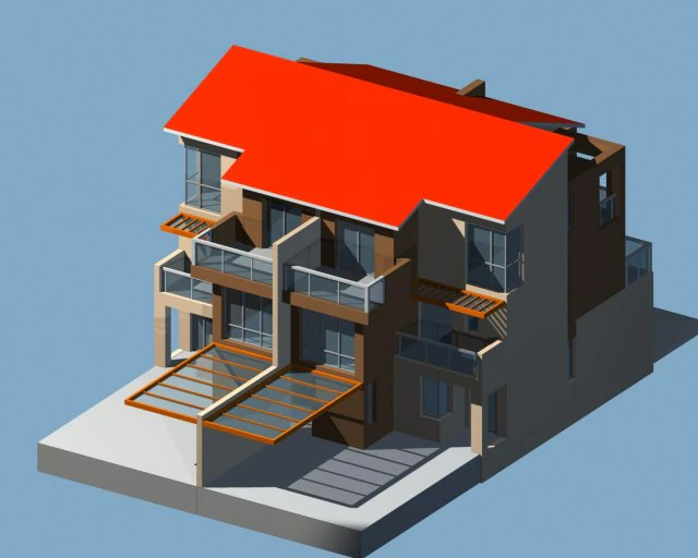 city - stylish two-seat villa 33 3D Model .c4d .max .obj .3ds .fbx .stl .blend 