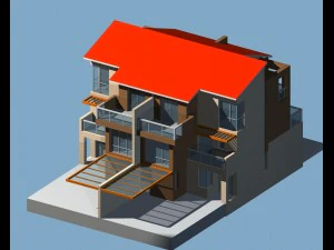 город - стильная двухместная вилла 33 3D Модель