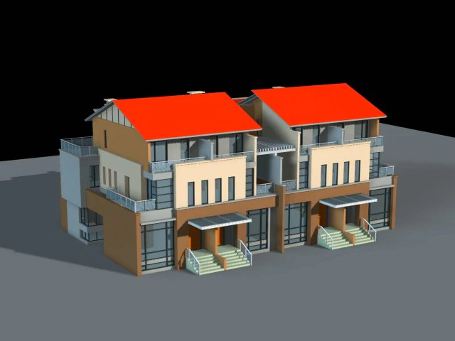 city - stylish two-seat villa 34 3D Model .c4d .max .obj .3ds .fbx .stl .blend 