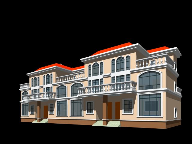 city - stylish two-seat villa 35 3D Модель .c4d .max .obj .3ds .fbx .stl .blend 