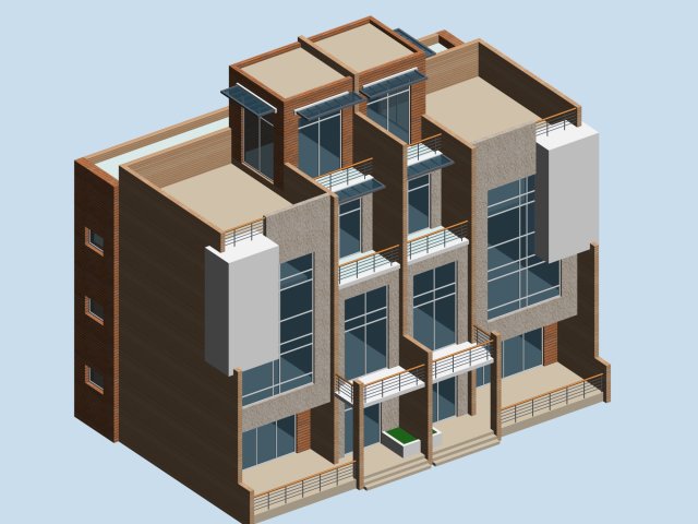 city - stylish two-seat villa 36 3D Model .c4d .max .obj .3ds .fbx .stl .blend 