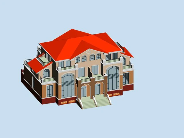 city - stylish two-seat villa 37 3D Model .c4d .max .obj .3ds .fbx .stl .blend