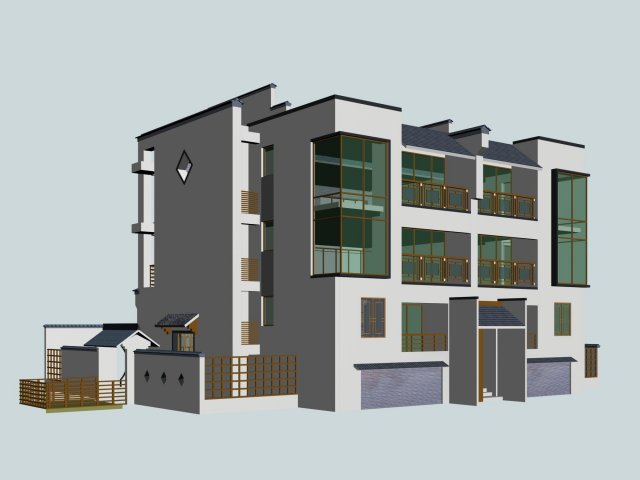 city - stylish two-seat villa 38 3D Модель .c4d .max .obj .3ds .fbx .stl .blend 