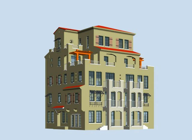 city - stylish two-seat villa 40 3D Model .c4d .max .obj .3ds .fbx .stl .blend 