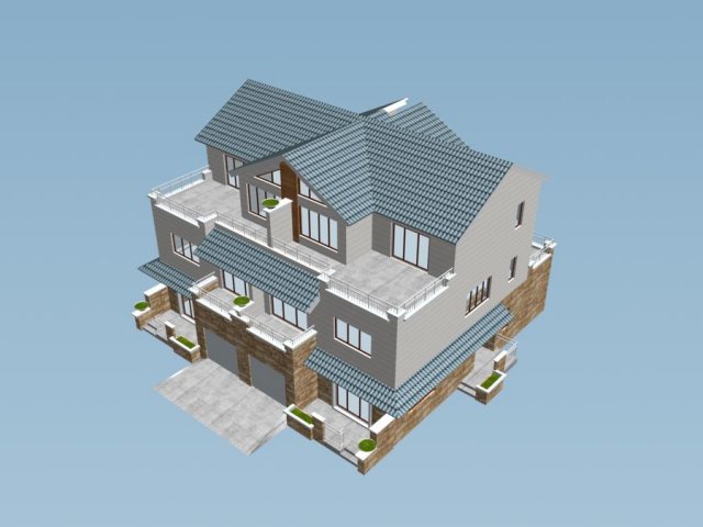 city - stylish two-seat villa 49 3D 模型 .c4d .max .obj .3ds .fbx .stl .blend 