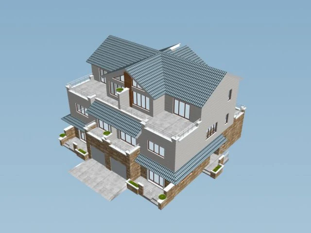 city - stylish two-seat villa 49 3D Model .c4d .max .obj .3ds .fbx .stl .blend 
