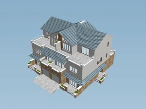 city - stylish two-seat villa 49 3D Model