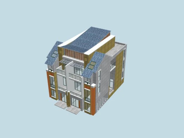 city - stylish two-seat villa 50 3D Model .c4d .max .obj .3ds .fbx .stl .blend 