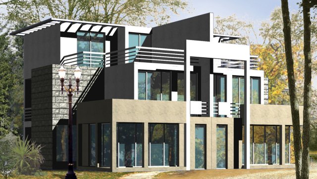 city - stylish two-seat villa 52 3D Model .c4d .max .obj .3ds .fbx .stl .blend 