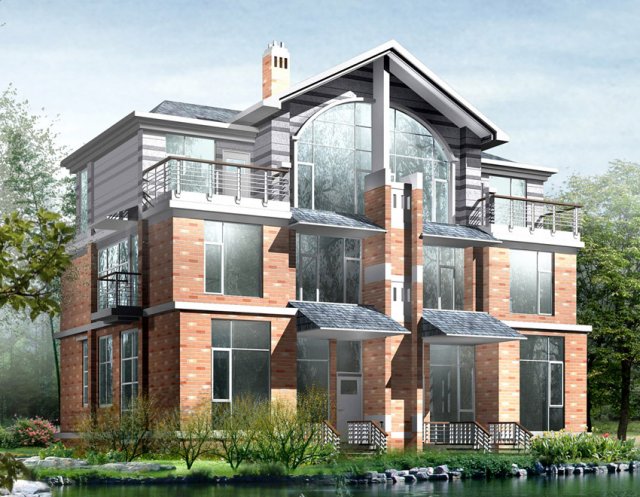city - stylish two-seat villa 53 3D Model .c4d .max .obj .3ds .fbx .stl .blend 