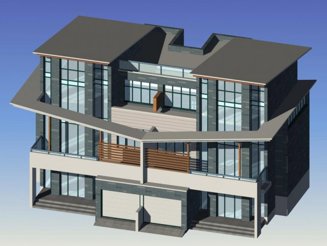 city - stylish two-seat villa 54 3D 모델 .c4d .max .obj .3ds .fbx .stl .blend 