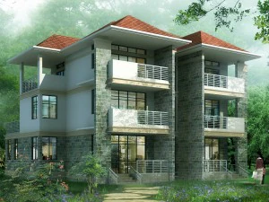 city ​​- stijlvolle villa met twee zitplaatsen 60 3D Model