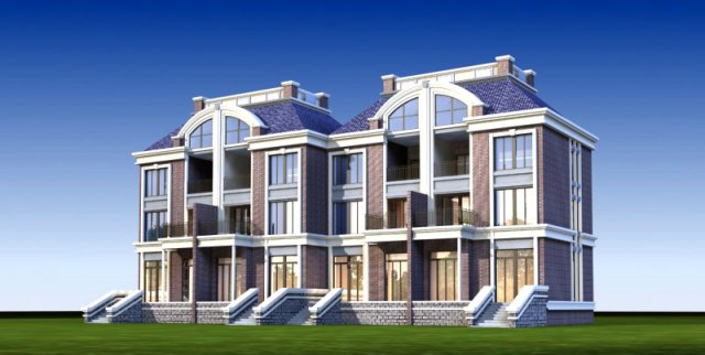 city - stylish two-seat villa 62 3D Модель .c4d .max .obj .3ds .fbx .stl .blend 