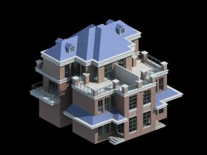 ville - &eacute;l&eacute;gante villa deux places 68 Modèle 3D