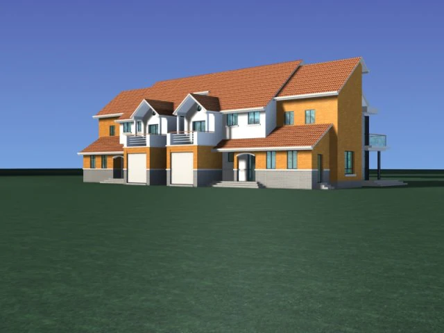 city - stylish two-seat villa 77 3D Model .c4d .max .obj .3ds .fbx .stl .blend 