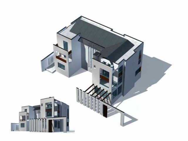city - villa 1154 3D Model .c4d .max .obj .3ds .fbx .stl .blend 