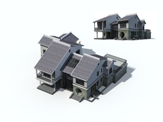 city - villa 11104 Modelo 3D .c4d .max .obj .3ds .fbx .stl .blend