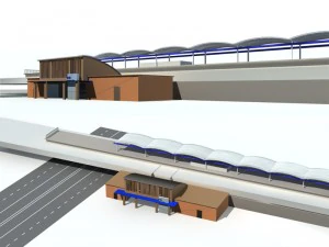 सिटी बस टर्मिनल स्टेशन डिज़ाइन - 04 3D मॉडल