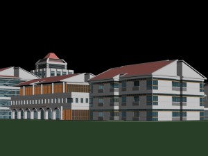 city office building construction avant-garde design hotel - 02 Model 3D