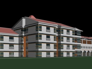 city office building construction avant-garde design hotel - 02 Model 3D