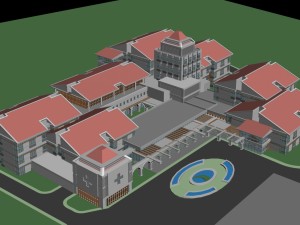 city office building construction avant-garde design hotel - 02 Model 3D
