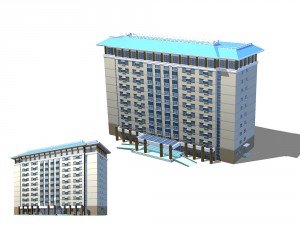 city office building construction avant-garde design hotel - 16 3D Model