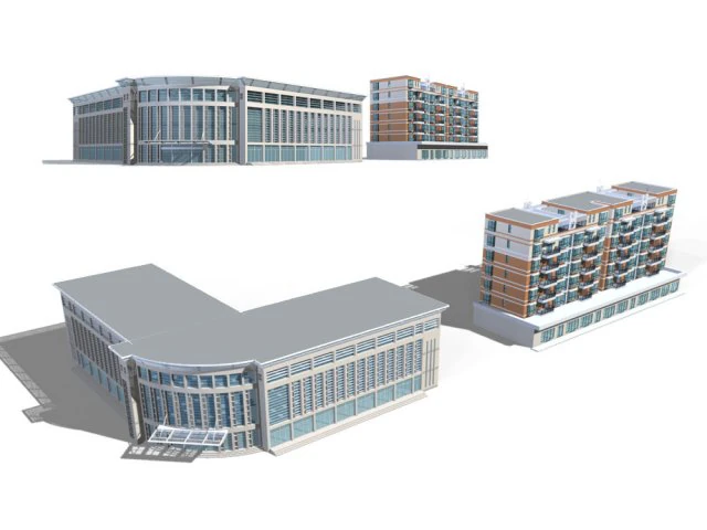 city office building construction avant-garde design hotel - 18 3D Model .c4d .max .obj .3ds .fbx .stl .blend 