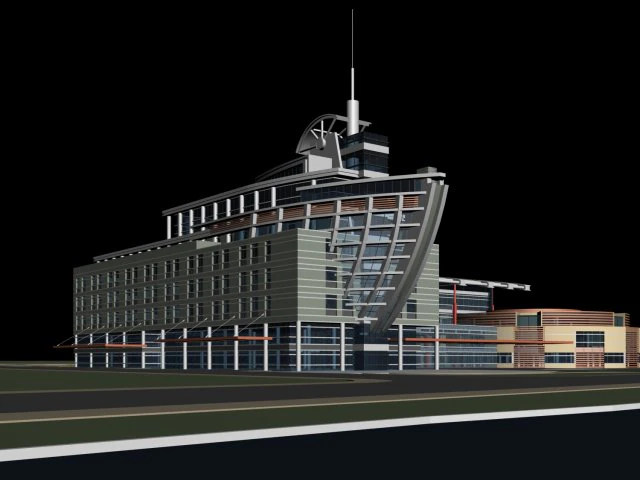city office building construction avant-garde design hotel - 22 3D Model .c4d .max .obj .3ds .fbx .stl .blend 