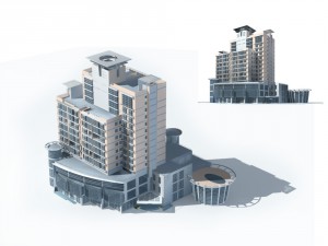 city office building construction avant-garde design hotel - 26 Model 3D