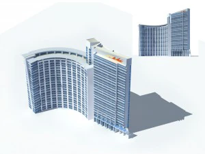 edificio de oficinas de la ciudad construcci&oacute;n hotel de dise&ntilde;o vanguardista - 39 Modelo 3D