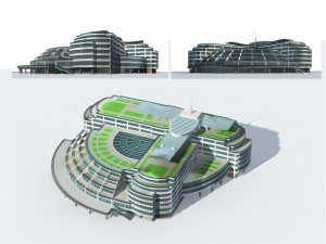 city office building construction avant-garde design hotel - 40 3D 모델