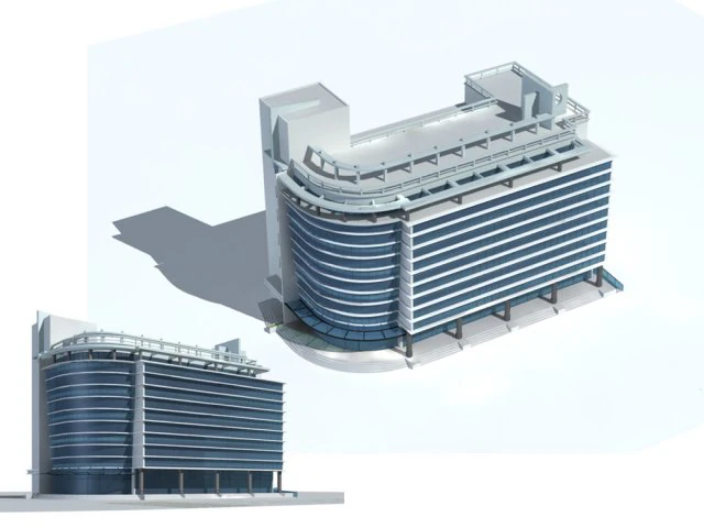 city office building construction avant-garde design hotel - 44 3D Model .c4d .max .obj .3ds .fbx .stl .blend 