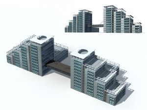 city office building construction avant-garde design hotel - 51 3D Model