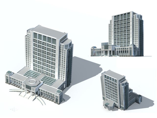 city office building construction avant-garde design hotel - 54 3D Model .c4d .max .obj .3ds .fbx .stl .blend 