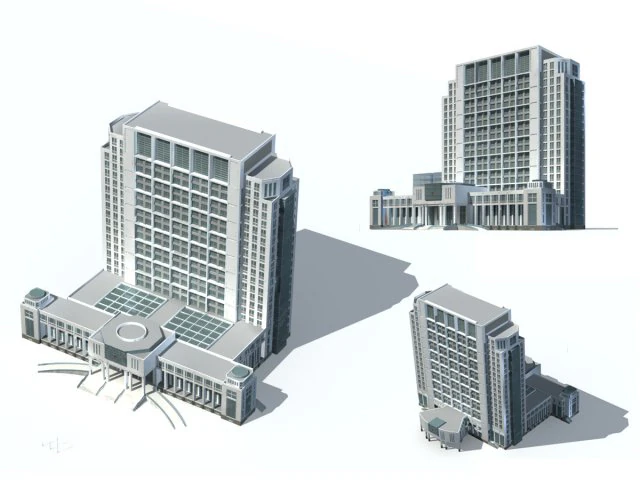 city office building construction avant-garde design hotel - 54 3D Model .c4d .max .obj .3ds .fbx .stl .blend 