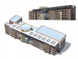 city office building construction avant-garde design hotel - 73 3D Model