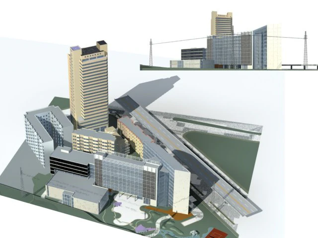city office building construction avant-garde design hotel - 74 3D Model .c4d .max .obj .3ds .fbx .stl .blend 