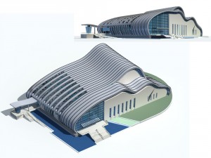 city office building construction avant-garde design hotel - 76 3D Модель