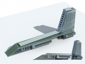 city office building construction avant-garde design hotel - 81 3D Model