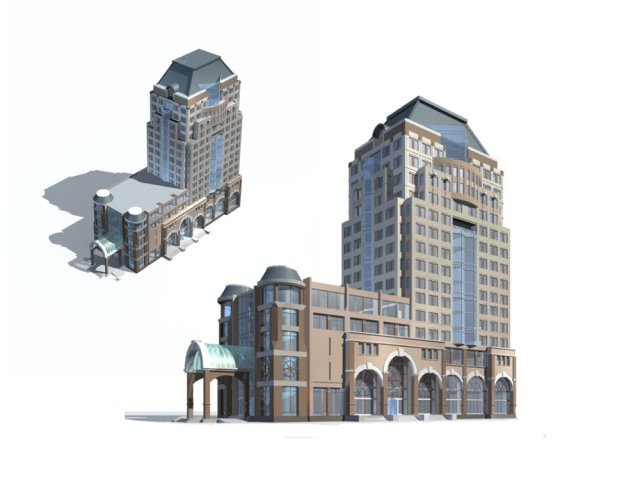 city office building construction avant-garde design hotel - 82 Modello 3D .c4d .max .obj .3ds .fbx .stl .blend 