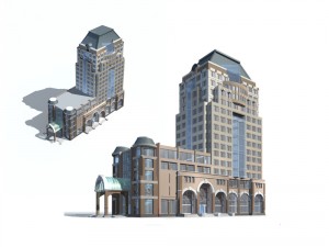 city office building construction avant-garde design hotel - 82 3D Модель