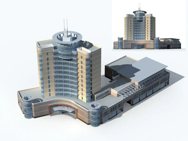 city office building construction avant-garde design hotel - 88 3D Model .c4d .max .obj .3ds .fbx .stl .blend