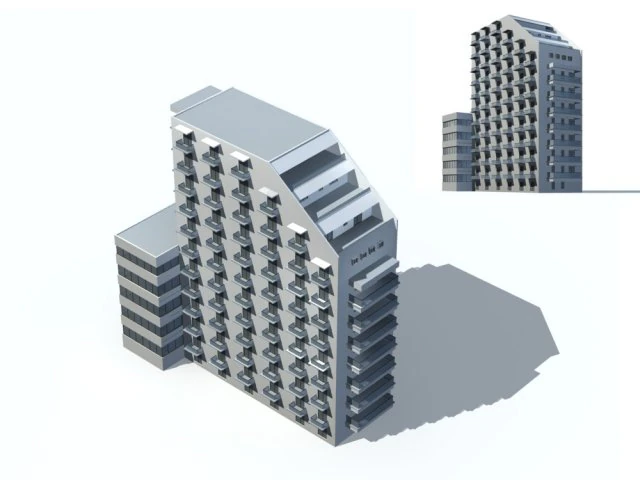 city office building construction avant-garde design hotel - 90 3D Model .c4d .max .obj .3ds .fbx .stl .blend 
