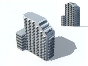 city office building construction avant-garde design hotel - 90 3D Model