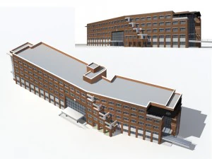 construction d'un immeuble de bureaux urbains hôtel design avant-gardiste - 91 Modèle 3D